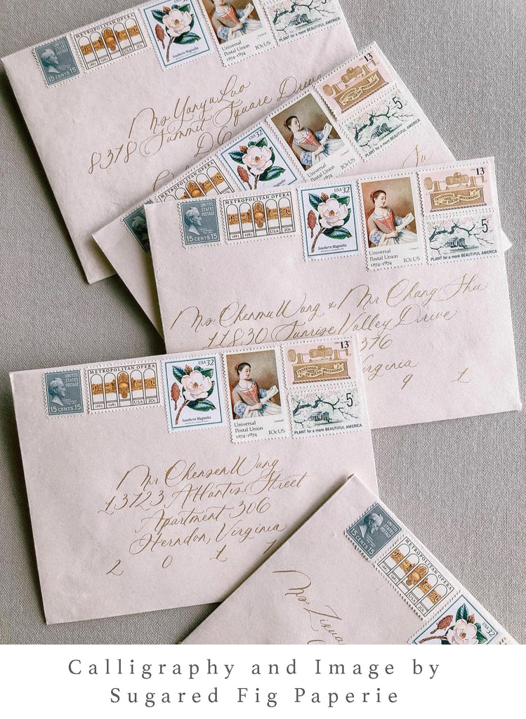 VIntage Postage For Wedding Invitations – Flourish Fine Writing
